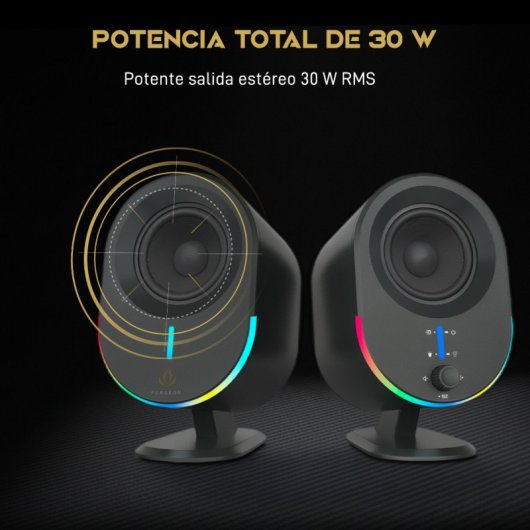 Forgeon Aether Altavoces 2.0 Gaming RGB 30W con Bluetooth Negros