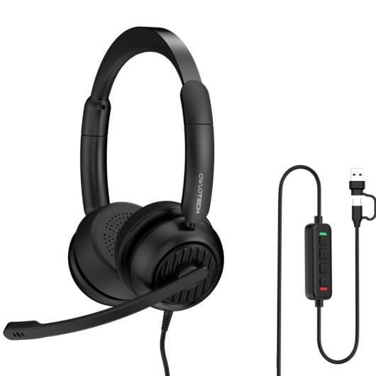Owlotech Deskbuds Pro Auriculares Diadema Micrófono con Cancelación de Ruido Negros