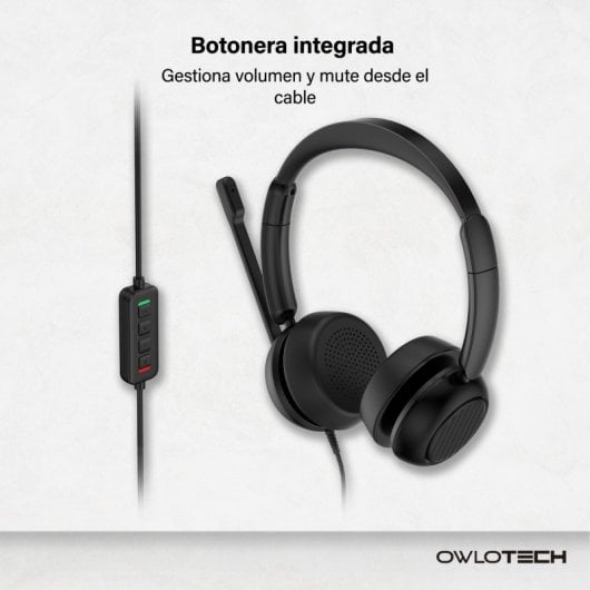 Owlotech Deskbuds Pro Auriculares Diadema Micrófono con Cancelación de Ruido Negros