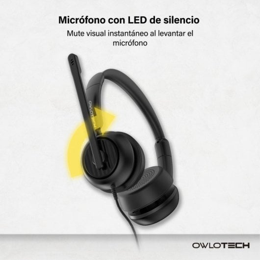 Owlotech Deskbuds Pro Auriculares Diadema Micrófono con Cancelación de Ruido Negros