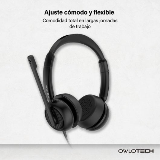 Owlotech Deskbuds Pro Auriculares Diadema Micrófono con Cancelación de Ruido Negros