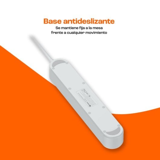 Régua de alimentação PcCom Essential com 4 tomadas + 2 portas USB-C + 2 portas USB-A (branca)