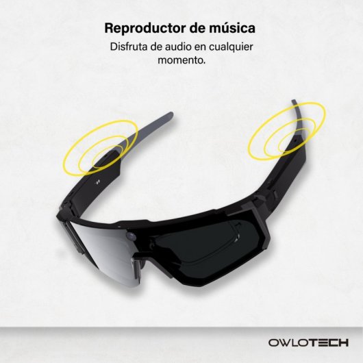 Owlotech Vision Sport AI Gafas Deportivas 32MP Llamadas, Música, Captura Imágenes y Vídeo, Traducción Negro