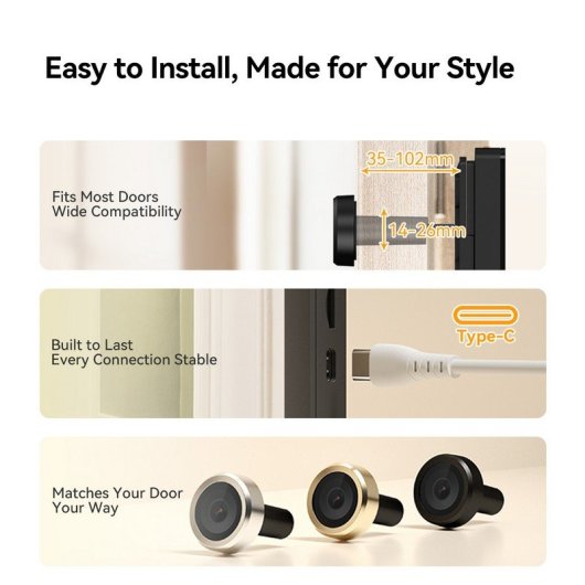 Olho Mágico Digital WiFi Imou VD1-5M0S Tela 4,3” 125°