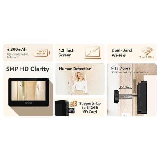 Mirilla Digital WiFi Imou VD1-5M0S Pantalla 4.3" 125°