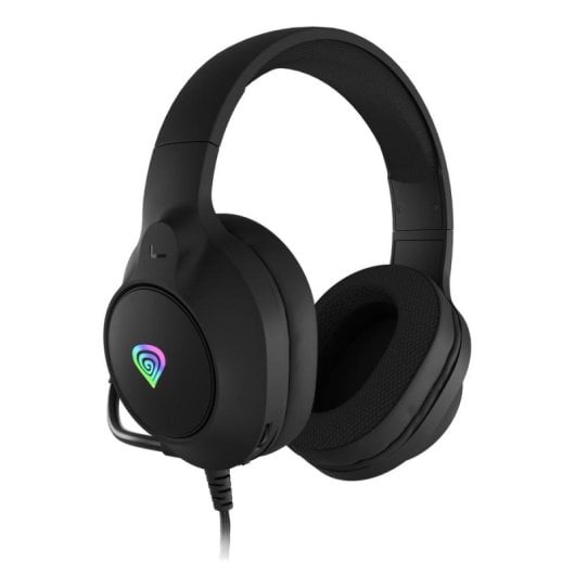 Auriculares GENESIS NEON 213 com fio USB e 3,5 mm para gaming com microfone e iluminação RGB pretos