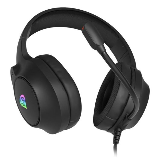 Auriculares GENESIS NEON 213 com fio USB e 3,5 mm para gaming com microfone e iluminação RGB pretos