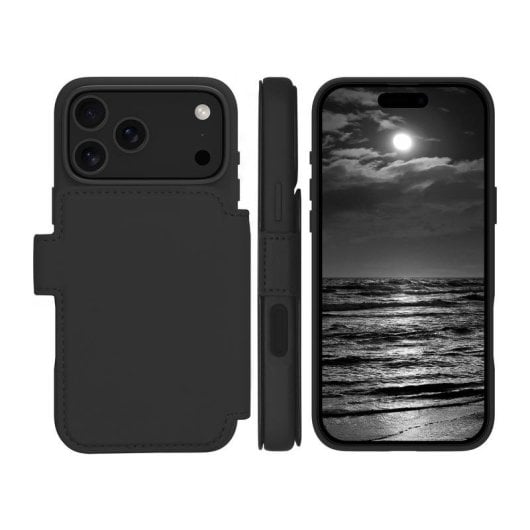 Coque pour mobile DBRAMANTE1928 Lynge MS ICON Folio Cuir Noir MagSafe pour iPhone 17 Pro Max