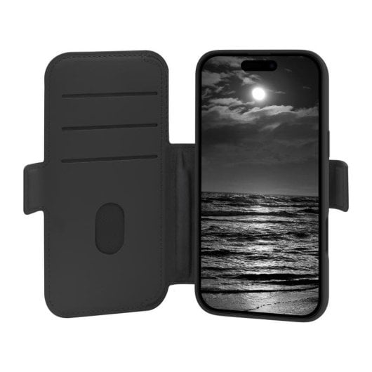 Coque pour mobile DBRAMANTE1928 Lynge MS ICON Folio Cuir Noir MagSafe pour iPhone 17 Pro Max