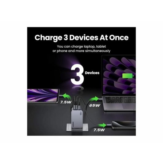 Caricatore UGREEN Nexode Pro 3 Porte GaN Ricarica Rapida USB-C Cavo Incluso