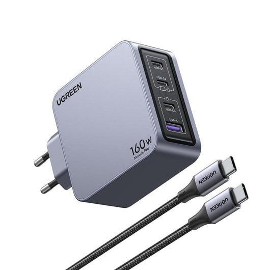 Chargeur UGREEN Nexode Pro 160W GaN avec câble USB-C, 4 ports, charge rapide