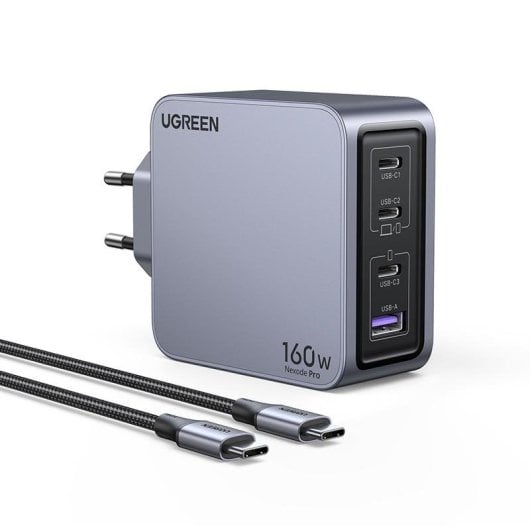 Chargeur UGREEN Nexode Pro 160W GaN avec câble USB-C, 4 ports, charge rapide