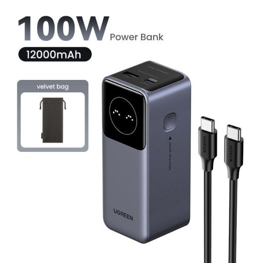 Powerbank UGREEN 12000mAh 100W Schnellladung Kompakt USB-C