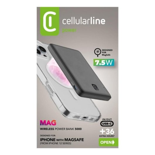 Batería externa Cellularline Power Bank MagSafe 5000 mAh carga inalámbrica 7,5W