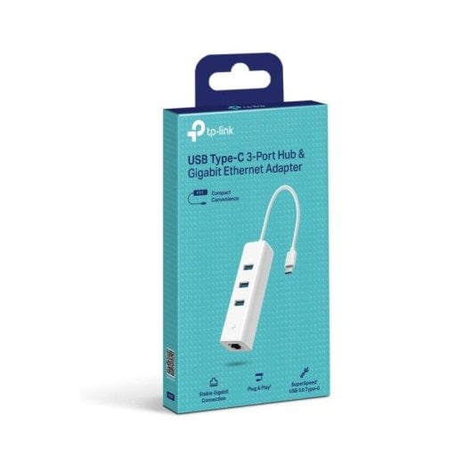 Adaptador de Rede TP-Link UE330C USB-C/Gigabit Ethernet/3xUSB 3.0 Branco