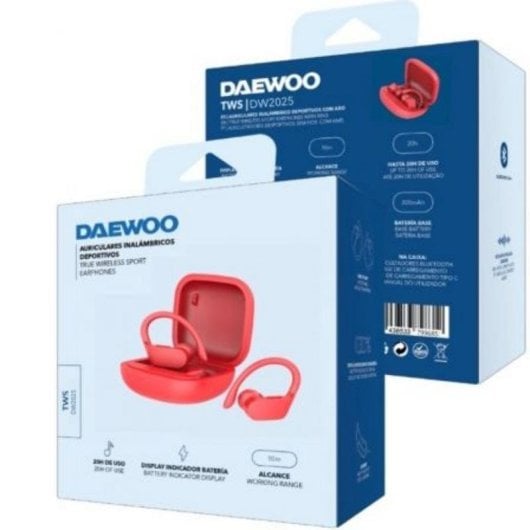 Auriculares Daewoo DW2025 Inalámbricos Bluetooth Desportivo com Estojo de Carregamento Vermelhos