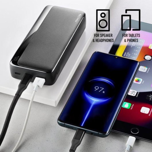 Power Bank 20000mAh Con Ricarica Wireless Qi, PD 20W E QC 22.5W – 4 Uscite E Display LED Per Smartphone E Tablet
