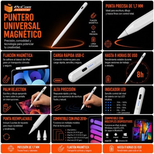 Puntero Universal Magnético PcCom Essential Branco