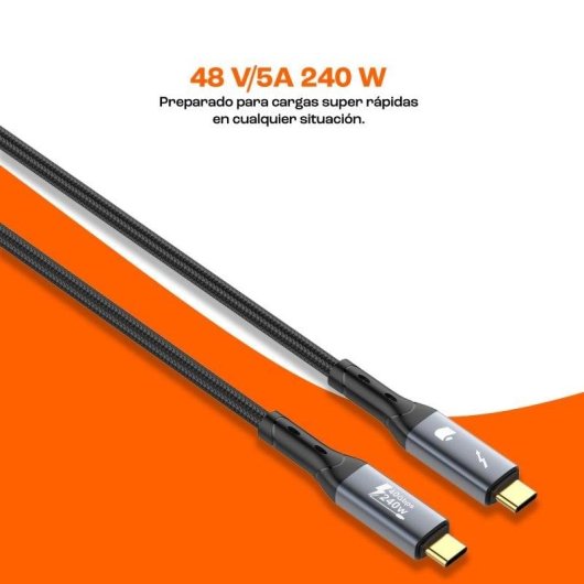 Cabo USB-C para USB-C PcCom Essential PD 3.1 240W USB4 Thunderbolt 8K 1m