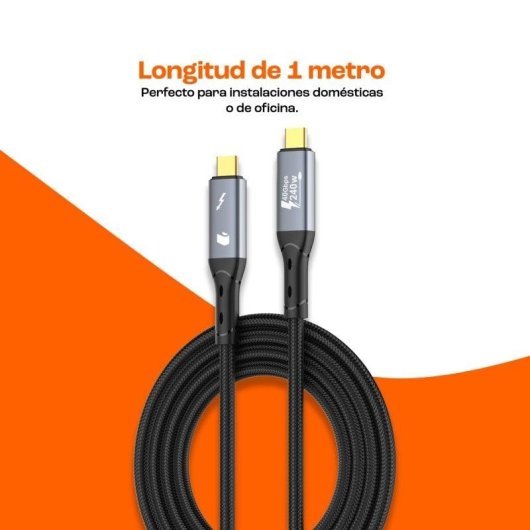 Cabo USB-C para USB-C PcCom Essential PD 3.1 240W USB4 Thunderbolt 8K 1m