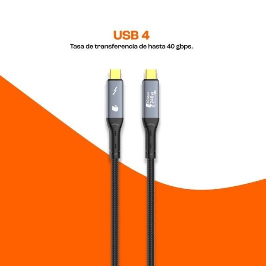 Cabo USB-C para USB-C PcCom Essential PD 3.1 240W USB4 Thunderbolt 8K 1m