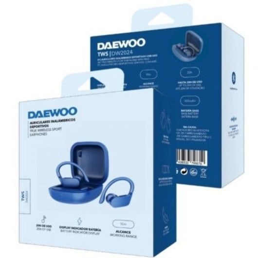 Auriculares Daewoo DW2024 sem fios Bluetooth desportivos com estojo de carregamento Azuis