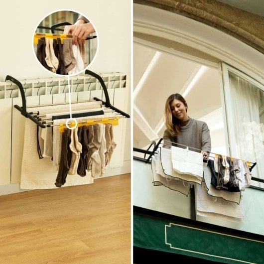 Étendoir à linge de balcon Newlux Aerial V9 Noir