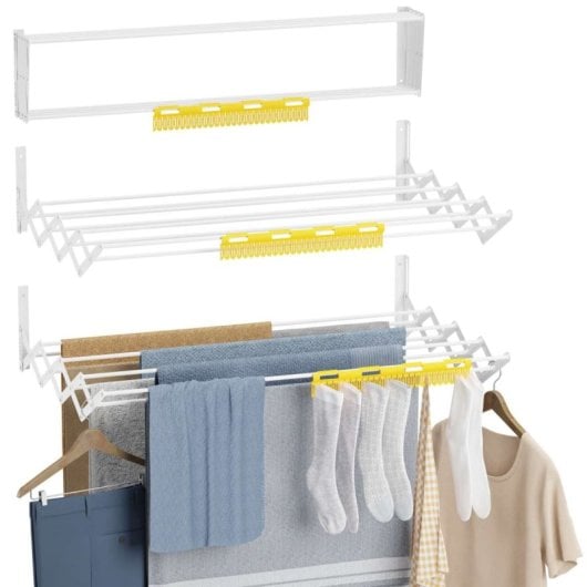 Étendoir à linge mural pliable Newlux Wall V80, blanc