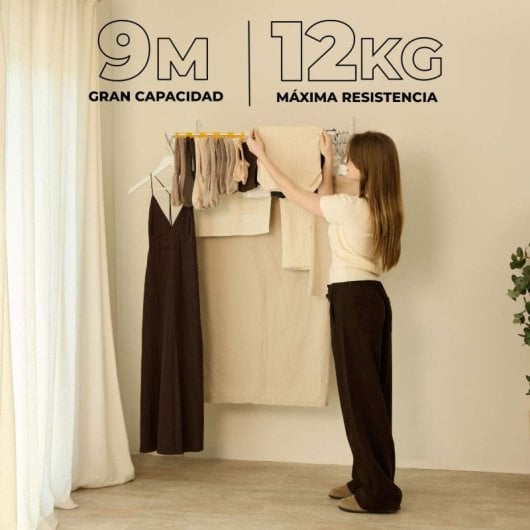 Étendoir à linge mural pliable Newlux Wall V80, blanc