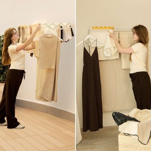 Étendoir à linge mural pliable Newlux Wall V80, blanc