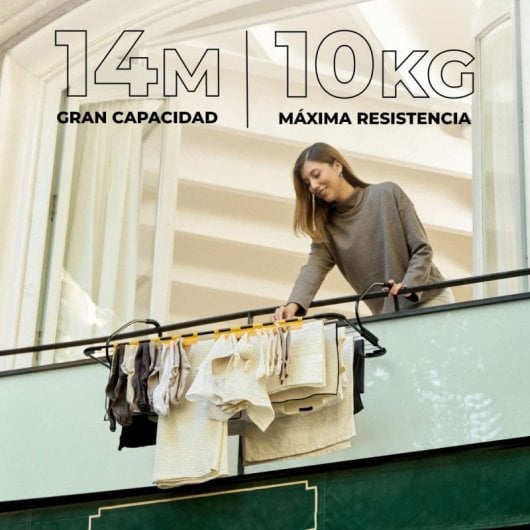 Étendoir à linge de balcon Newlux Aerial V14 Noir