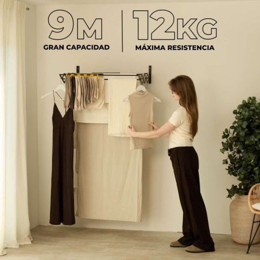 Étendoir à linge mural pliable Newlux Wall V80, noir