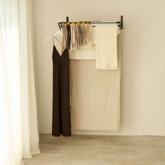 Étendoir à linge mural pliable Newlux Wall V80, noir
