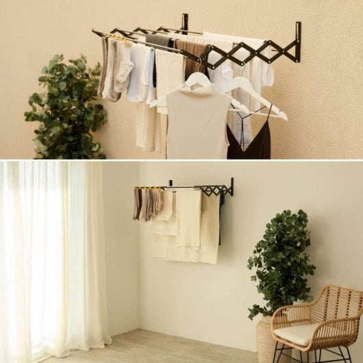 Étendoir à linge mural pliable Newlux Wall V80, noir