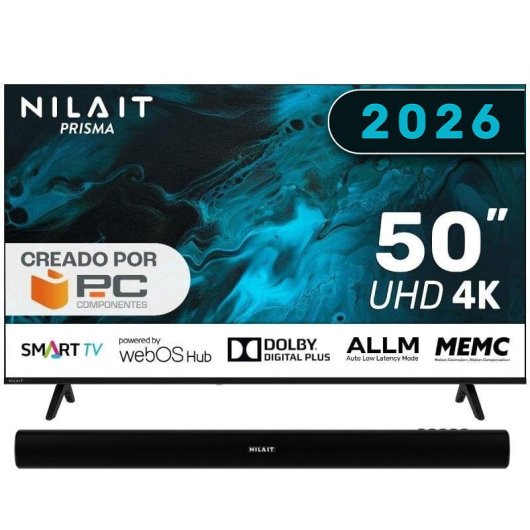 Nilait Prisma 50UD7004SWOS 50" LED 4K WebOS + Harmony Sound bar Barra de sonido Bluetooth 2.0 30W