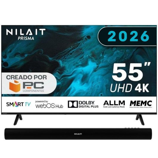 Nilait Prisma 55UD7004ST 55" LED 4K WebOS + Harmony Sound bar Barra de sonido Bluetooth 2.0 30W