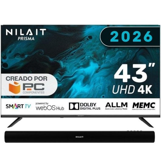 Nilait Prisma 43UD7004SWOS 43" LED 4K WebOS + Harmony Sound bar Barra de sonido Bluetooth 2.0 30W