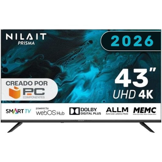 Nilait Prisma 43UD7004SWOS 43" LED 4K Smart TV WebOS + Barra de sonido con subwoofer 120W Dolby 2.1