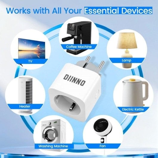 Enchufe Inteligente DIINNO 16A Wifi Control por Voz y Estadísticas de consumo