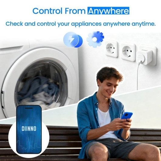 Prise connectée DIINNO 16A avec Wi-Fi, statistiques de consommation d'énergie et commande vocale