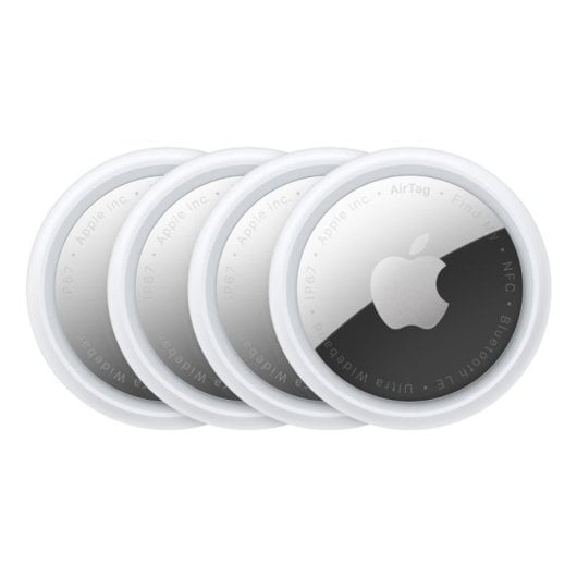 Localisateur Apple AirTag Pack 4 Résistant IP67 Bluetooth NFC Argent Blanc