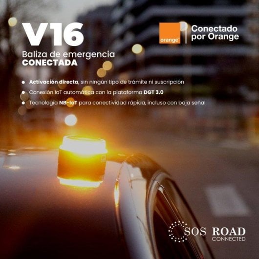Baliza V16 SOS Road DP-EL2024-C4 Homologada DGT Geolocalizada LED Ámbar