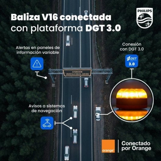 Baliza Philips SFL1000M/10 Homologada DGT Geolocalizada LTE-M Laranja