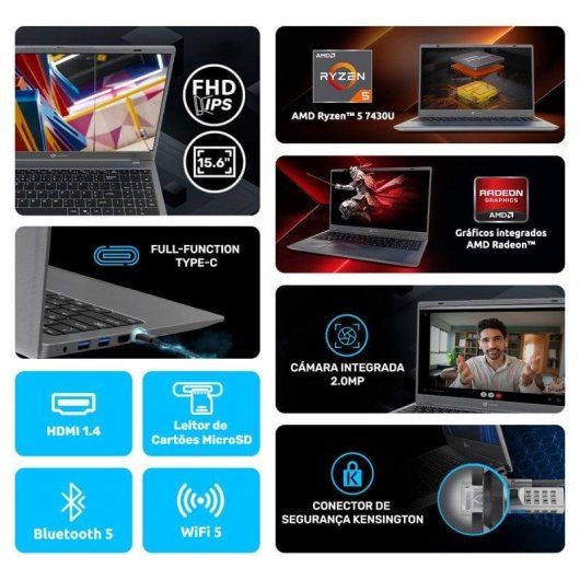 Portátil Alurin Flex Advance 15.6" AMD Ryzen 5 7430U 16GB 500GB SSD Radeon Windows 11