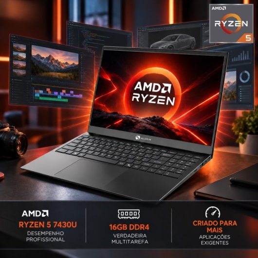 Laptop Alurin Flex Advance 15.6" AMD Ryzen 5 7430U 16GB 512GB SSD Radeon Windows 11