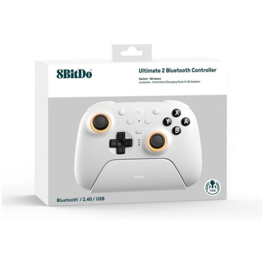 Mando 8BitDo Ultimate 2 Wireless Bluetooth Blanco para SWITCH 2 y PC con vibración