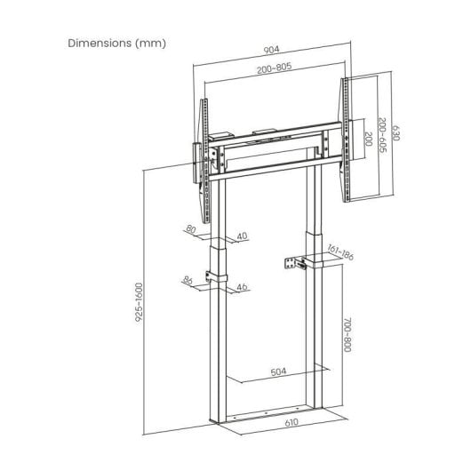 Supporto da parete Kimex motorizzato per TV 55-100 pollici regolabile nero