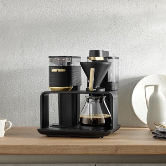 Máquina de café de filtro Melitta EPOS 1024-04 1L 8 chávenas moinho integrado preto dourado