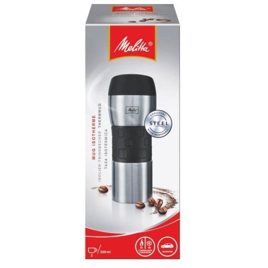Termo Melitta Thermo Mug 350 ml acero inoxidable doble pared negro plata