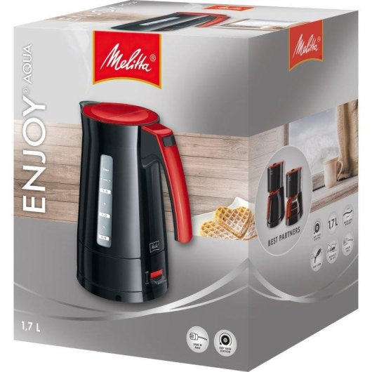 Bollitore Melitta Enjoy Aqua 1,7L 2400W Nero Rosso Indicatore Livello Filtro